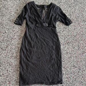 Burberry Black Long Sleeve Dress with Button Accents